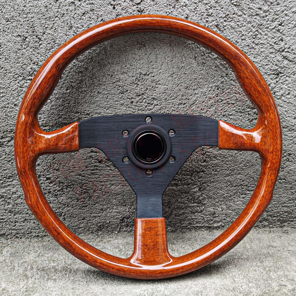 JDM Montecarlo Vintage Wood Style Steering Wheel 14inch Universal ABS White Sim Racing Steering Wheel Auto Accessories
