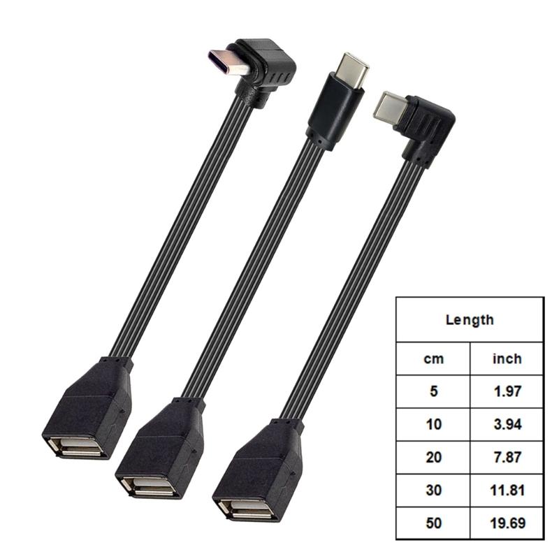 Плоский силиконовый OTG кабель-адаптер Type C на USB 2.0 для подключения флешек, кардридеров, мышей, клавиатур