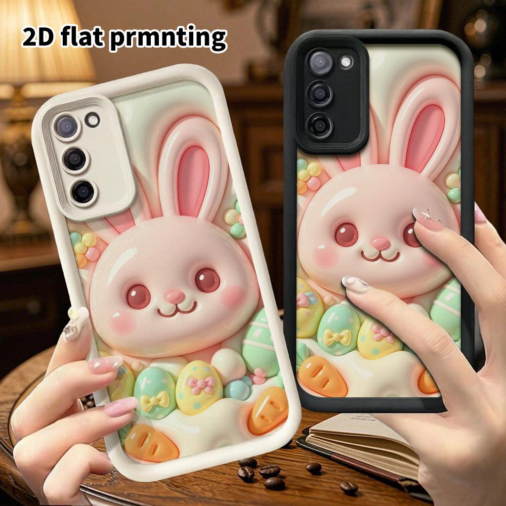 Phone case: 2D flat, suitable for Samsung Galaxy A34 A35 M05 M06 S20 S22 S21 FE Plus 5G protective case, big bunny head, perfect Christmas and Hallowe
