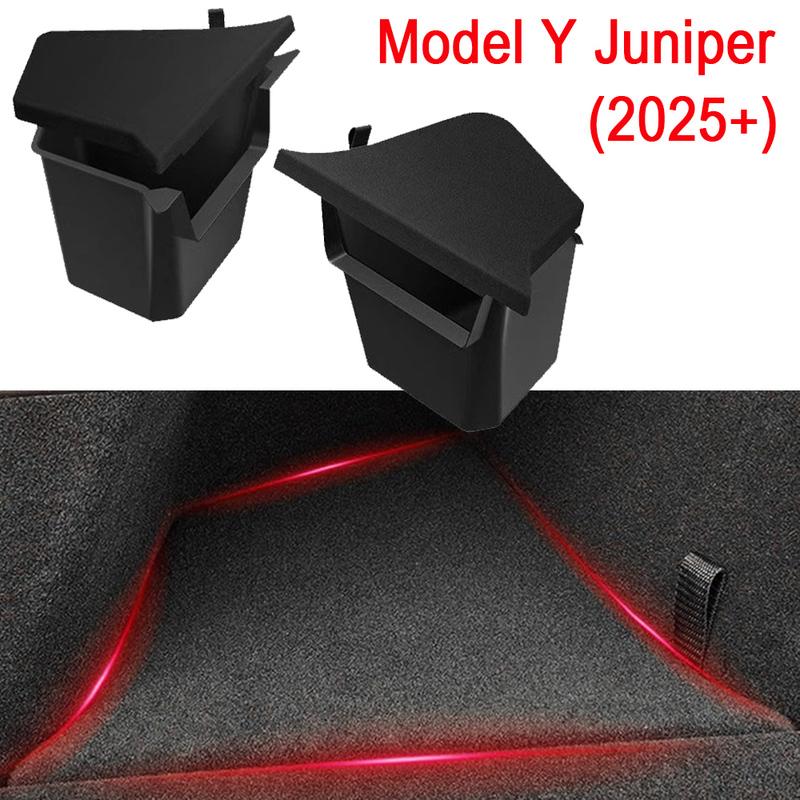 TESMAYX Car Trunk Side Left Right Tidying Packet Storage Box For Tesla Model Y Juniper 2025 Flocking TPE Mat Cover Organizer