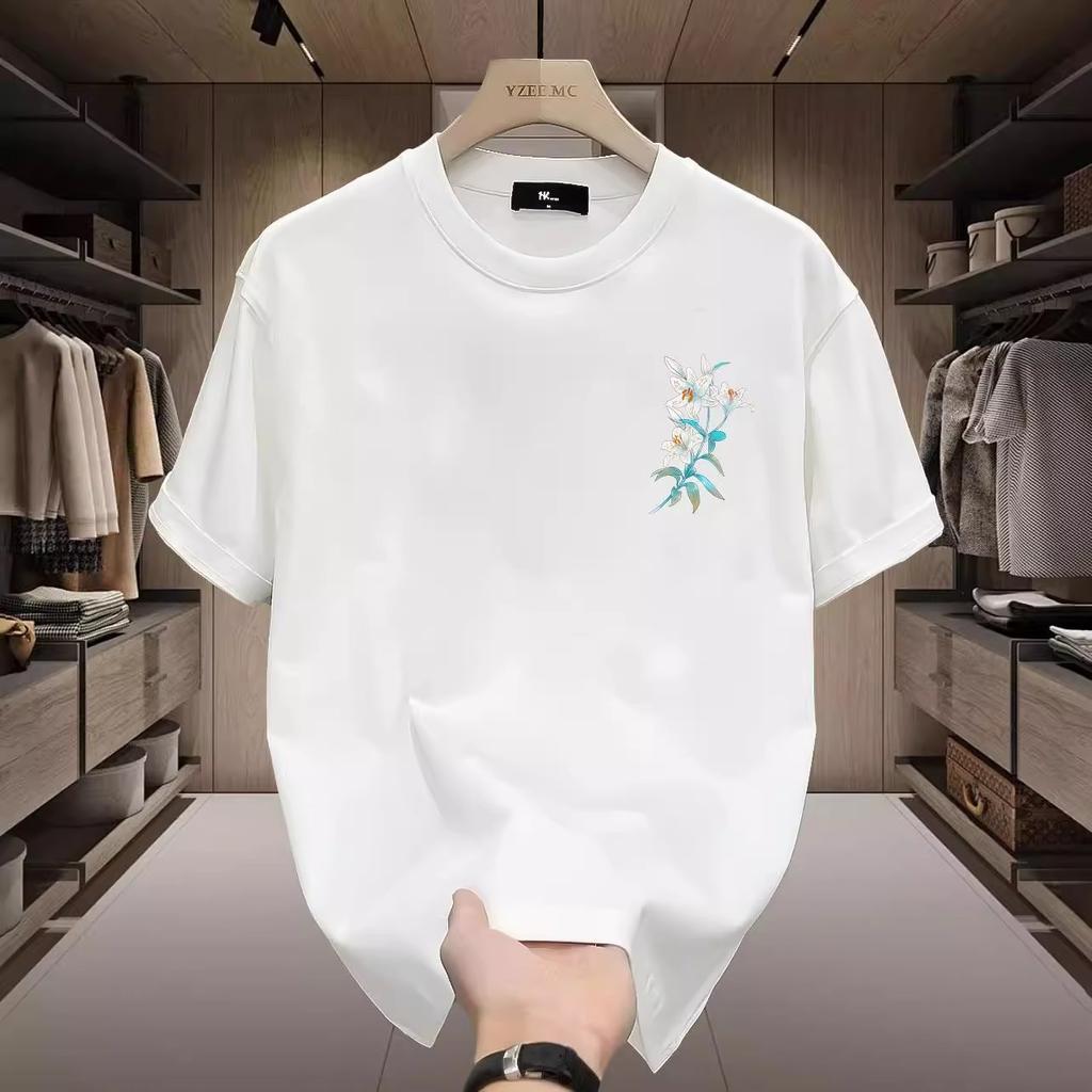 Short Sleeve Cotton Men'S Printed T-Shirt Trend Men'S And Women'S Versatile Crew Neck T-Shirt Men'S