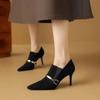 Fashion Female Shoes On Sale New High Heels Retro Dress Pumps Women Metal Decoration Pointed Toe Slip On Thin Heels Shoes Female