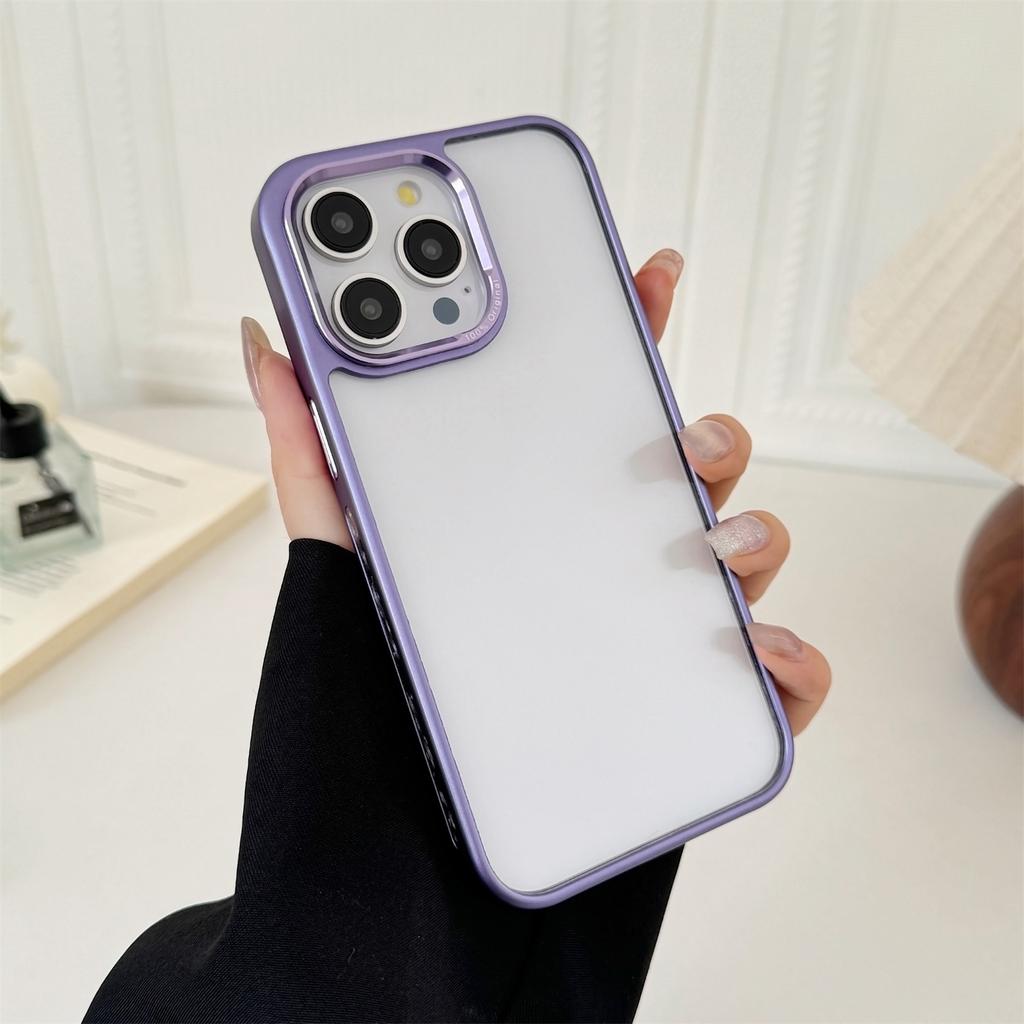 For iPhone 15 Pro Clear Phone Case Electroplating Edge PC Acrylic Back Cover