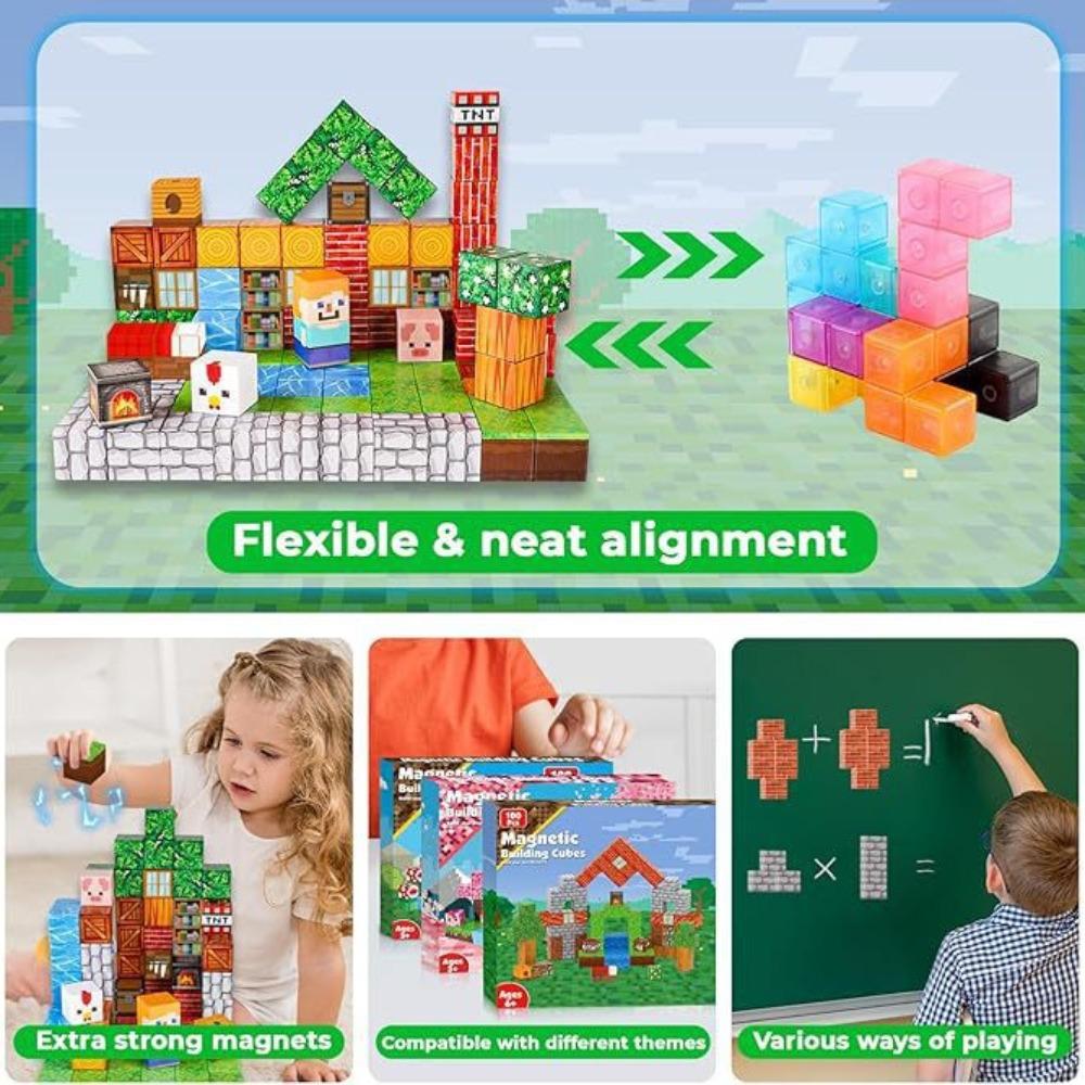 Magnetic Square Building Block Puzzle 3D Build Animal Home Toy