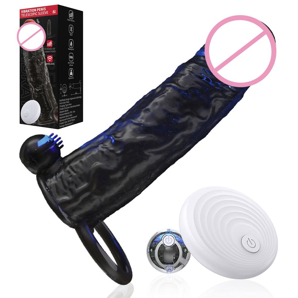 Вибрирующие презервативы для увеличения для мужчин, многоразовые презервативы, фаллоимитатор, вибратор, кольцо на пенис, рукав для взрослых, секс-шоп, секс-игрушки для пар