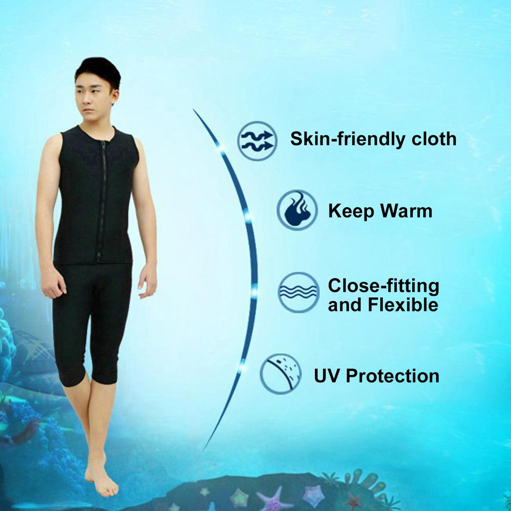 2mm Neoprene Wetsuit Shorts Vest Set Diving Snorkeling Surfing Thermal Swimsuit for Men Women