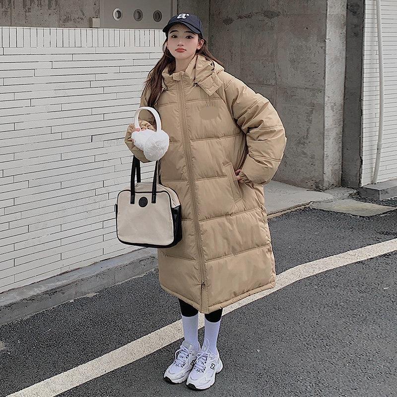 Women's Winter Down Jacket Medium Length Over Knee Loose Winter Cotton Jacket Thickened Coat