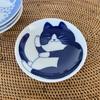 Fukubeya Mino Ware Nekogura Маленькая тарелка 10 см с рисунком кошки Тора Набор из 4 синих круглых тарелок Маленькая приправа для сладостей - Hachiware, Mike, Shima, -