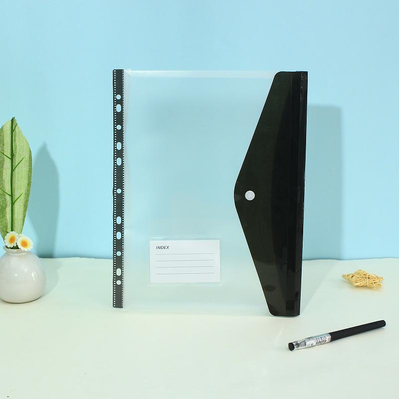 Прозрачный файл-папка A4 на 11 отверстий с кнопкой-застежкой и держателем для карт - Цветной органайзер для документов для студентов