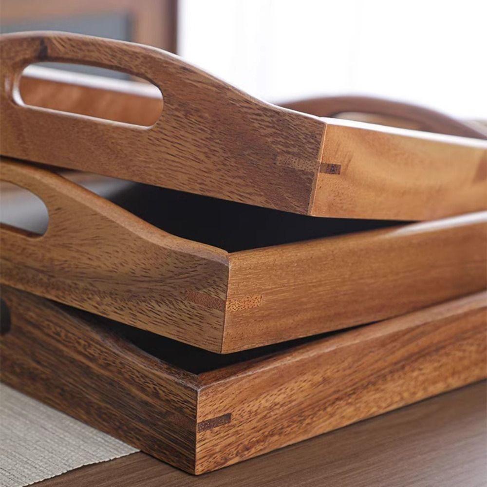 Natural Wood Food Storage Trays Retro Style Dessert Pallet Decorate Tray Wooden Tray Bathroom