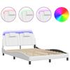 VidaXL Bed Frames with LED Lights, Upholstered Bed with Cushion, Double Bed, Adult Bedroom Bed, Modern, White 140x200 Cm 3214023