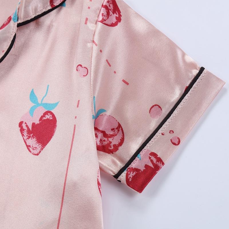Colorful Fruit & Floral Pajama Sets: Soft Imitation Silk Sleepwear for Children 1-5 Years Old