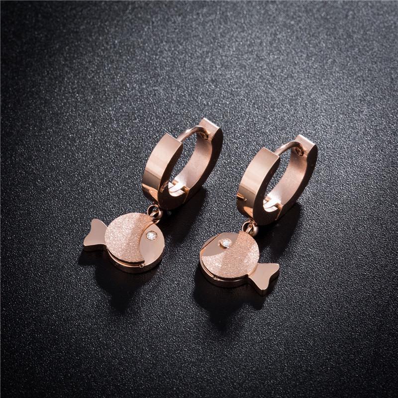 Rose Gold Geometric Titanium Steel Earrings for Women - Stylish, Simple Designs