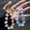 Crystal Gradient Design Phone Lanyard Strap Cherry Blossom Pattern Keychain Bag Charm  for Women