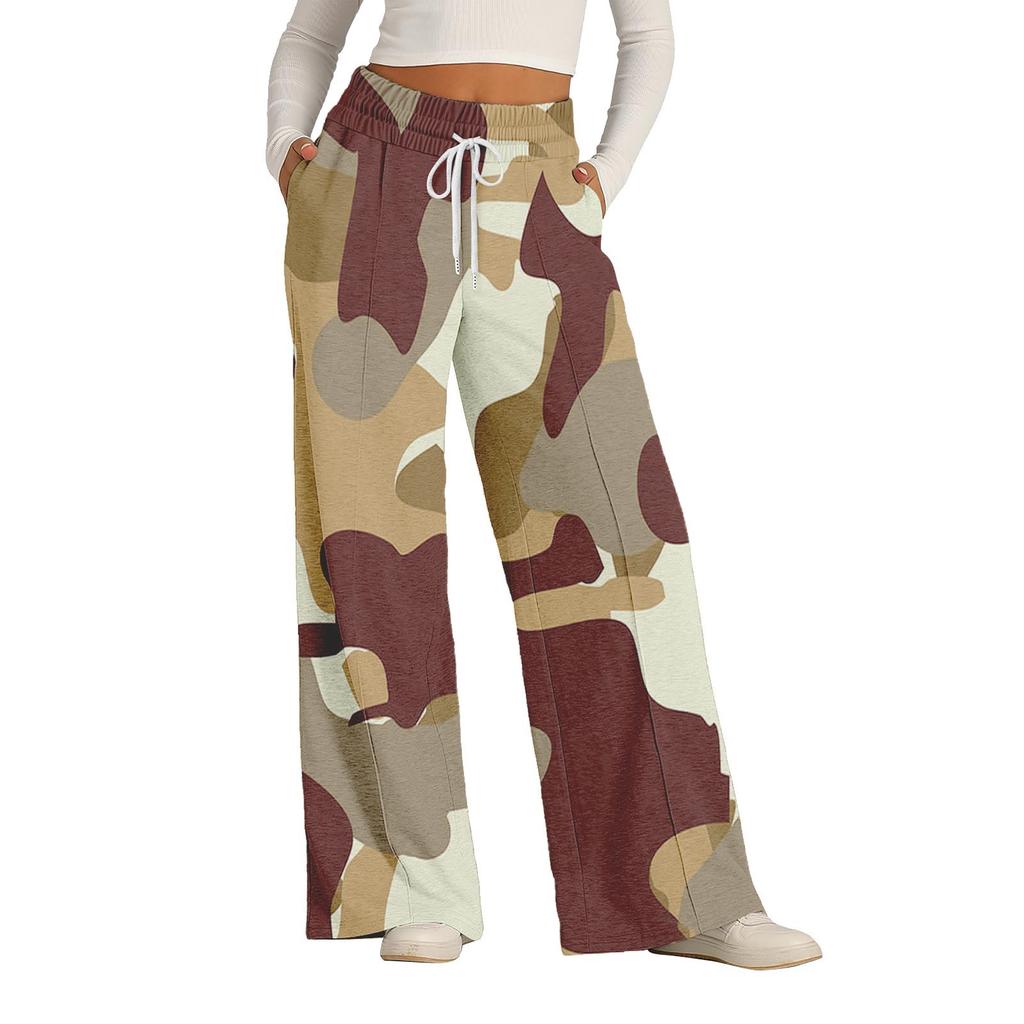 Женские повседневные спортивные штаны с высокой талией и широкими штанинами для бега