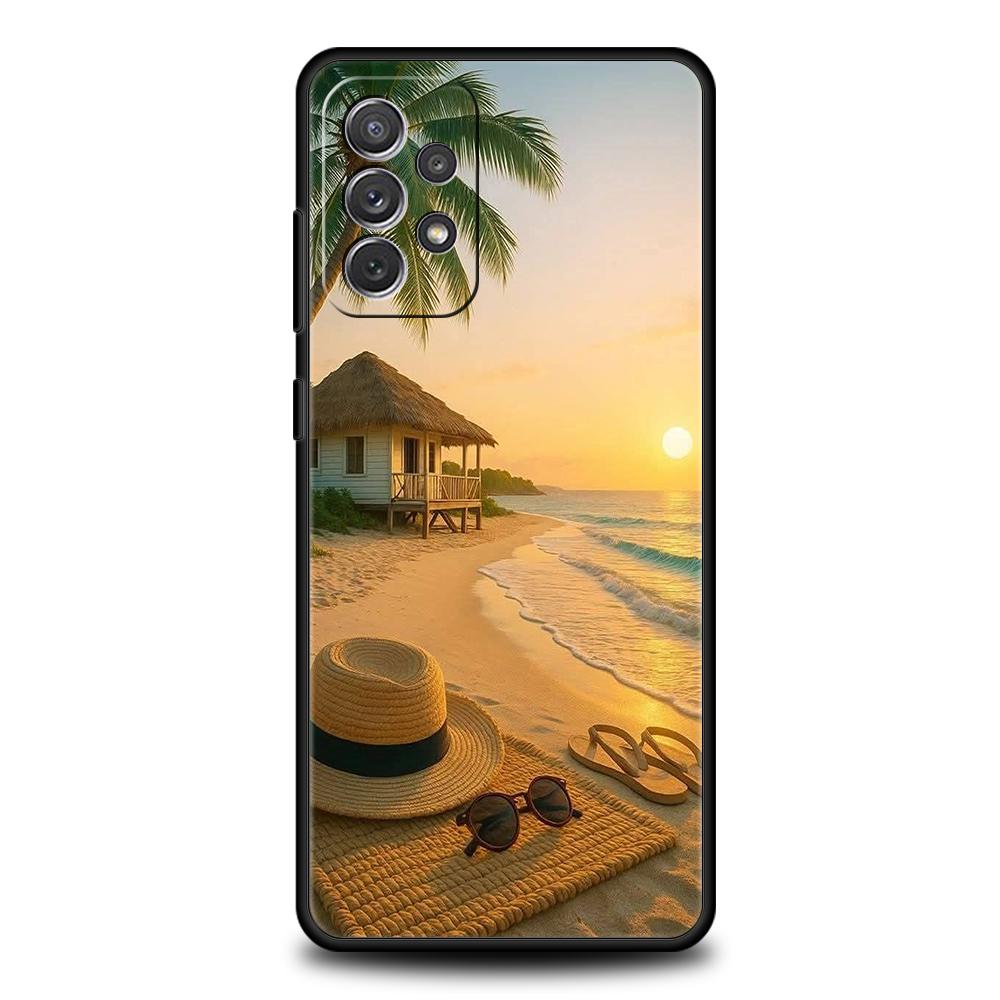 Летний пляжный чехол для телефона для Samsung Galaxy A73 A55 A53 A51 A35 A33 A32 A25 A23 A22 A15 A13 A17 A07 5G Мягкий ТПУ корпус Fundas Сумки