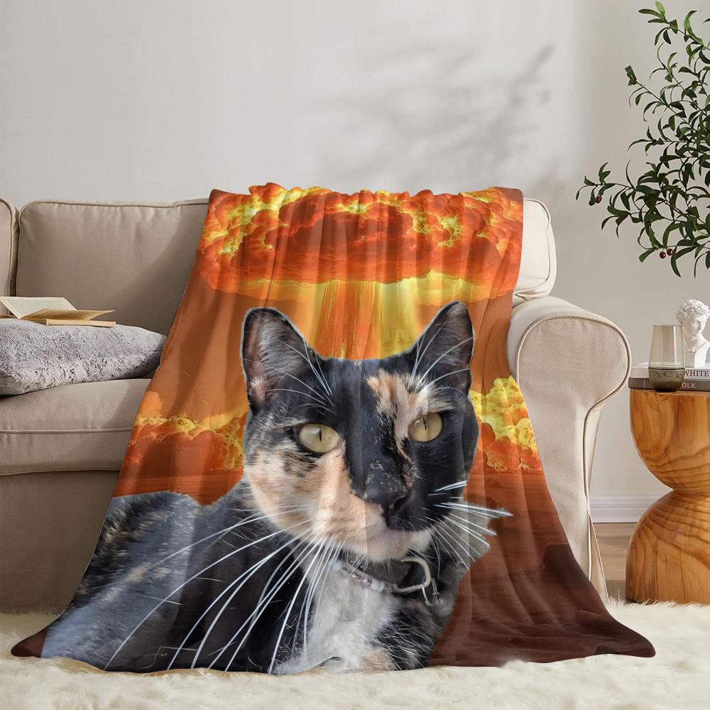 GUOYU Blanket Internet Meowl Cat Owl Meme Throw Soft Flannel Throw Summer Blanket Lightweight Cozy Nap Blanket for Sofa Bed Travel