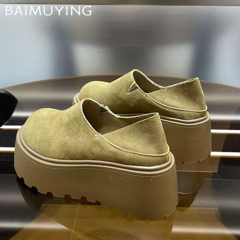 Женские туфли-лоферы с леопардовым принтом на платформе Модные замшевые туфли на среднем каблуке Дизайнерская повседневная обувь 2025 года Тренд Зима Новый Бренд Chaussures Lady