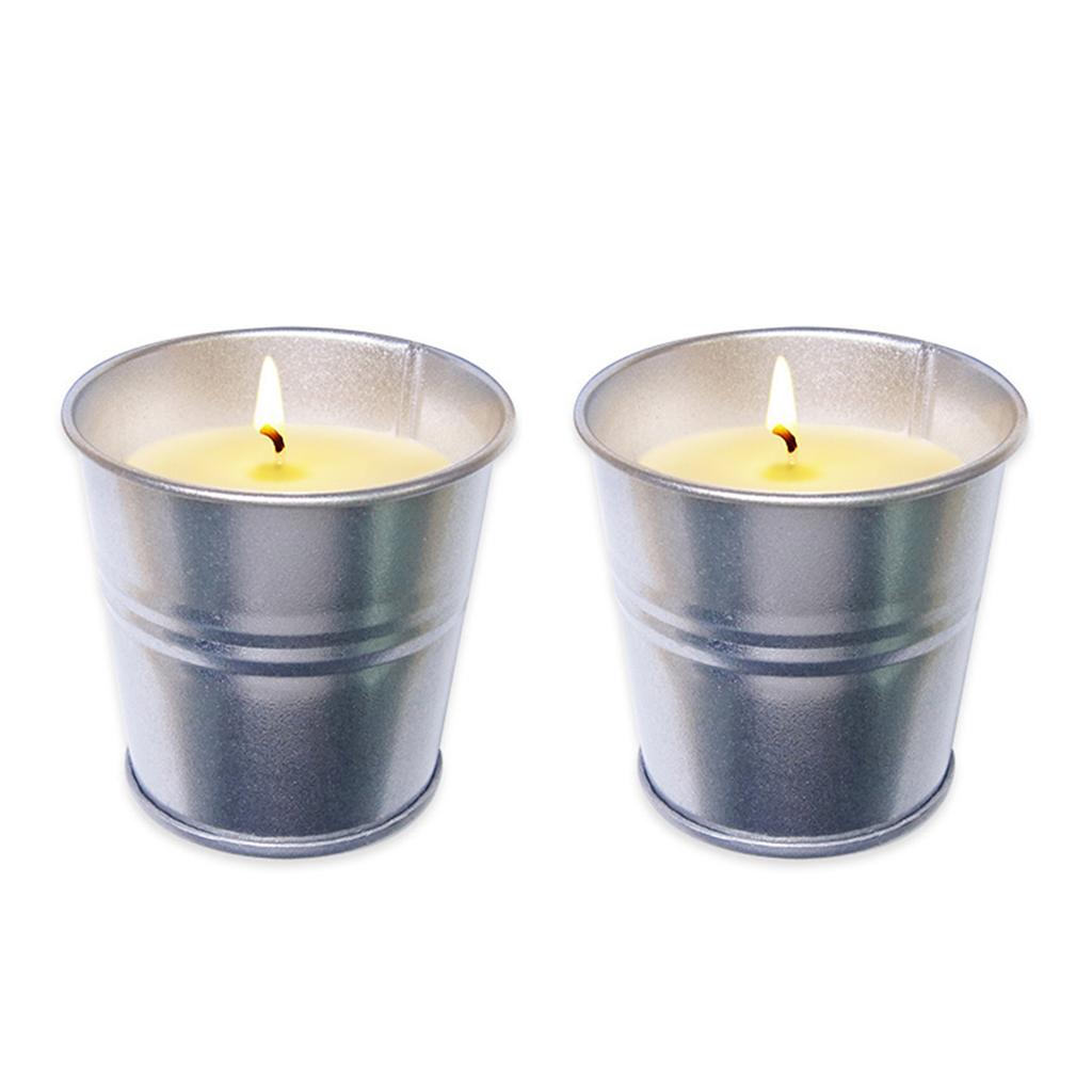 Set of 2 Relaxing Candle Tins Bucket Designs Citronellas Candle Skeeter Repellents Wax Candle Hausware Indoor Candle
