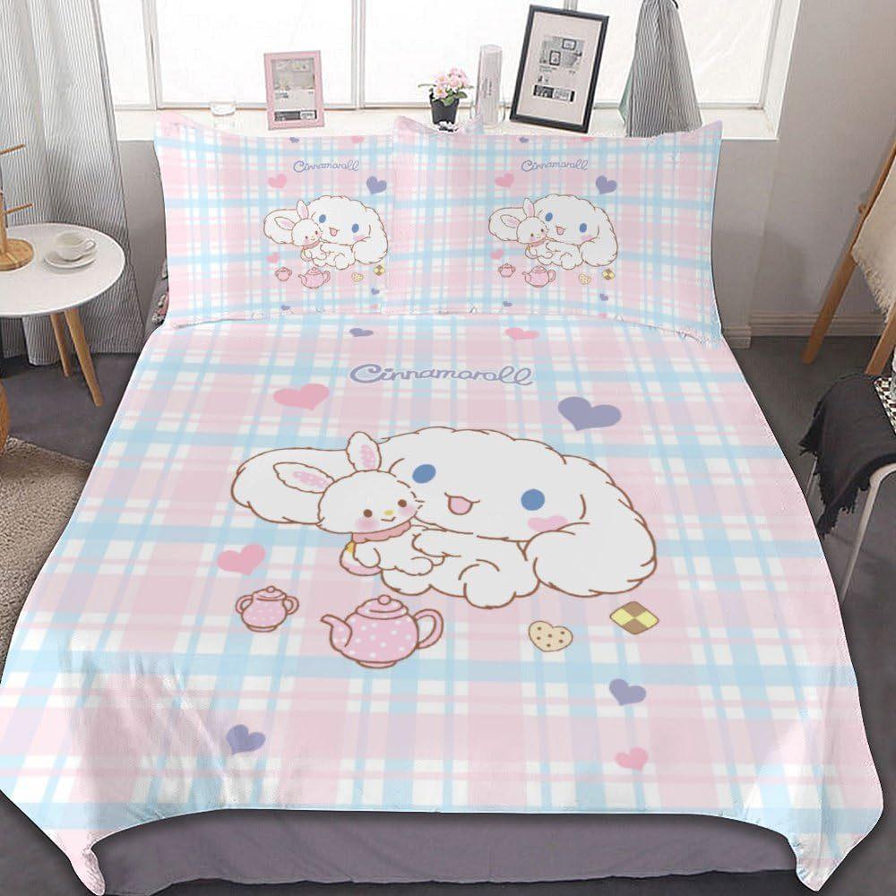 Постельное белье с принтом Cinnamoroll, комплекты: одеяло, покрывало, пододеяльник, наволочки, наборы из 2-3 предметов, детский/взрослый размер, декор для спальни