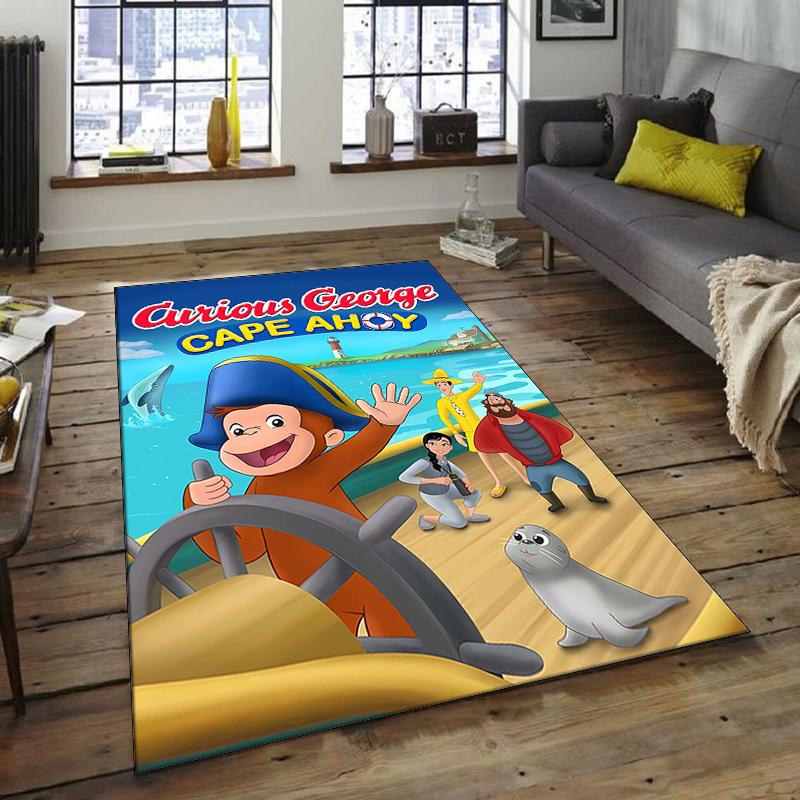 1pc Curious George (4) Design Area Rug - Non-Slip, Soft & Cozy Floor Mat for Living Room, Bedroom, Office - Indoor/Outdoor Decorative Carpet