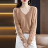 New V-neck Hollow Cardigan Women's Jacket Knitted Sweater Loose Large Size Bottoming Top Thin Temperament with Pure Outside