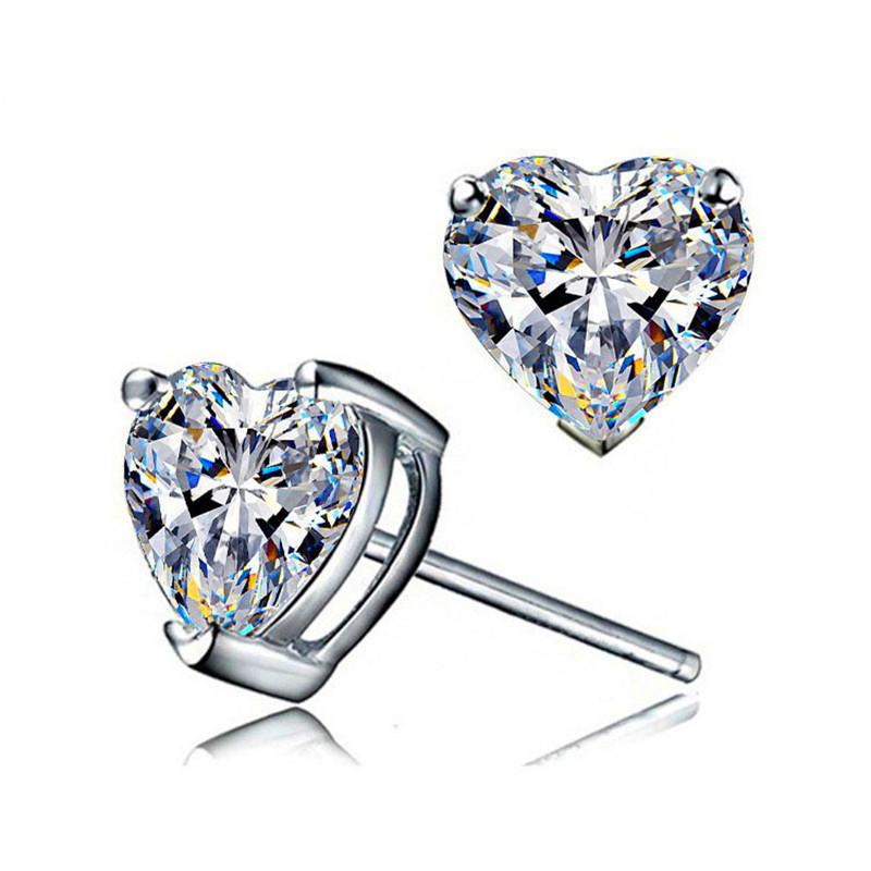 Серьги-гвоздики Huitan Delicate Heart с кубическим цирконием, доступны разные цвета, простые стильные женские серьги Love, эффектные ювелирные изделия