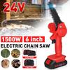 Cordless Electric Protable Chain Saw 6-Inches For Tree Branch Wood Cutting Tool Kits For Wood Cutters Electric Mini Chainsaws 24V