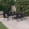 vidaXL 9 Pcs Garden Dining Set, Black.