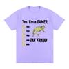 Tax Fraud Gamer Funny Frog Meme T Shirt Men Women Fashion Hip Hop Vintage T-shirt 100% Cotton Casual Loose Short Sleeve T-shirts