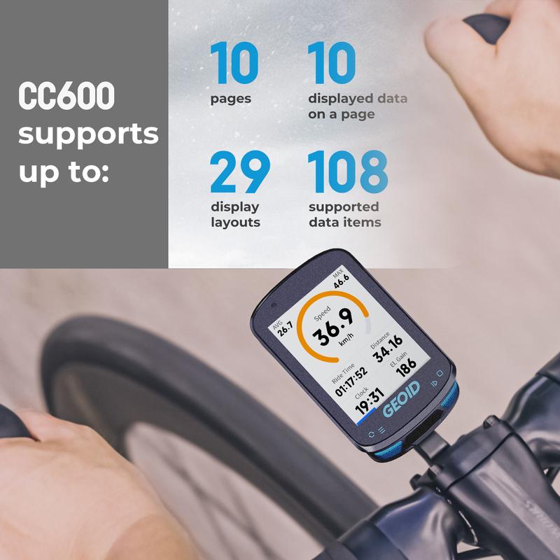 Велокомпьютер Geoid CC600 Цветной экран Умная навигация GPS Беспроводной велоспидометр WIFI ANT+ 11 Языков Велосипедный одометр