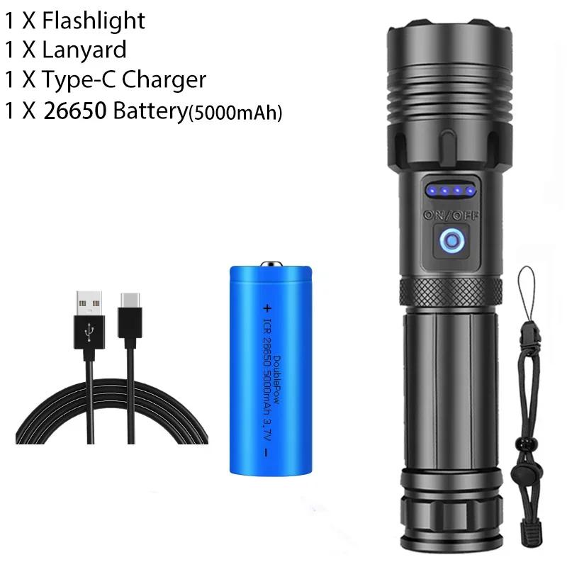 Супер XHP120 Мощный светодиодный фонарик XHP90 Мощный фонарик Перезаряжаемый тактический фонарик 18650 Usb Лампа для кемпинга