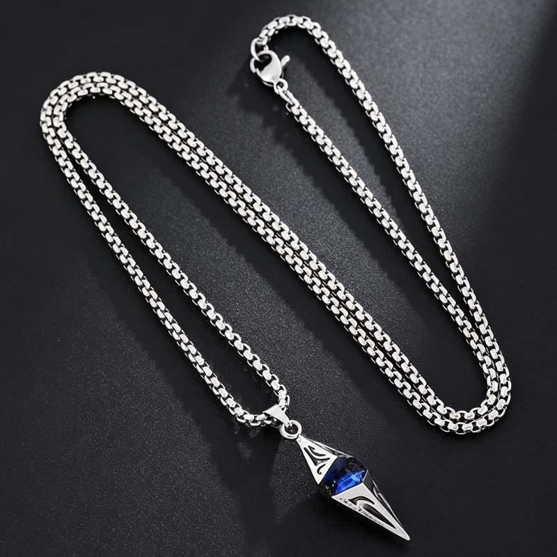 "Lost Crystal" Rhombus Blue Gem Spearhead Necklace - Y2K Spicy Girl Style Accessory
