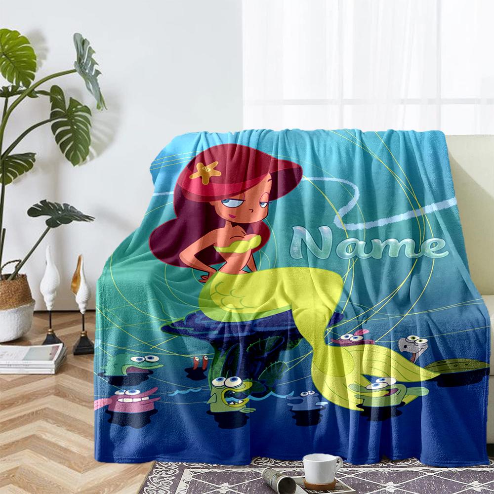 Custom Name Zig & Sharko Theme Printed Blanket - Perfect for Couch, Bed, Travel & Outdoor Use | Machine Washable, Cozy & Durable.