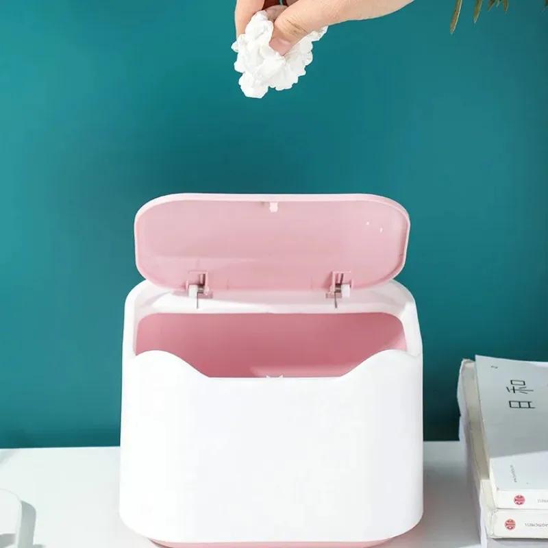 Мини-настольный мусорный бак с крышкой Стол для мелкого домашнего мусора Чистый мусор Хранение мусора