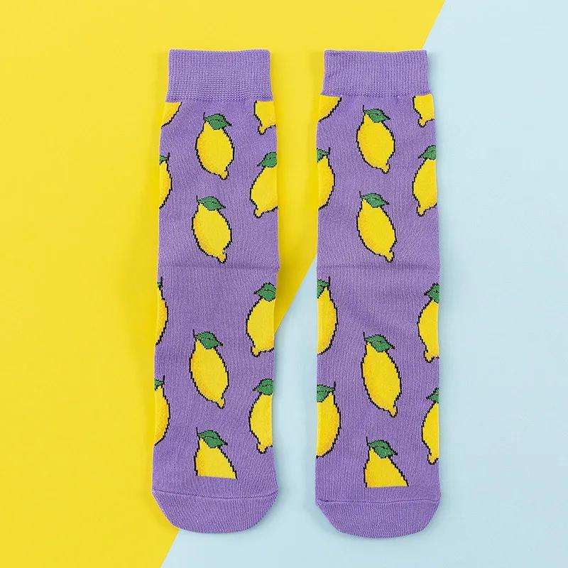 Женские носки, забавные милые мультяшные фрукты, банан, авокадо, лимон, яйцо, печенье, пончики, еда, счастливые японские носки для скейтборда в стиле Харадзюку