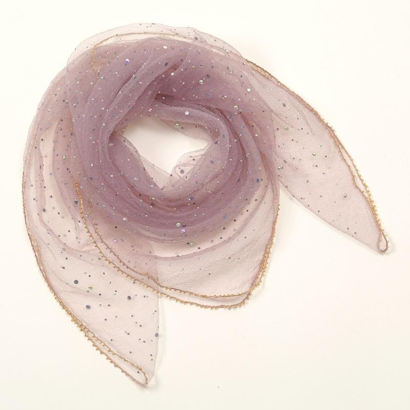 Hot Sale New Hot Diamond Headscarf Silk Scarf Women's Temperament Veil Head Scarf Sequined Cover Square Scarf High Quality