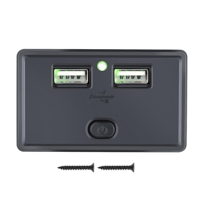 Двойное USB-зарядное устройство для автомобиля Розетка 4,8 А Выход для зарядки телефона Адаптер питания Подходит для Мотоцикла Лодки Морского транспорта Грузовика Квадроцикла Автодома