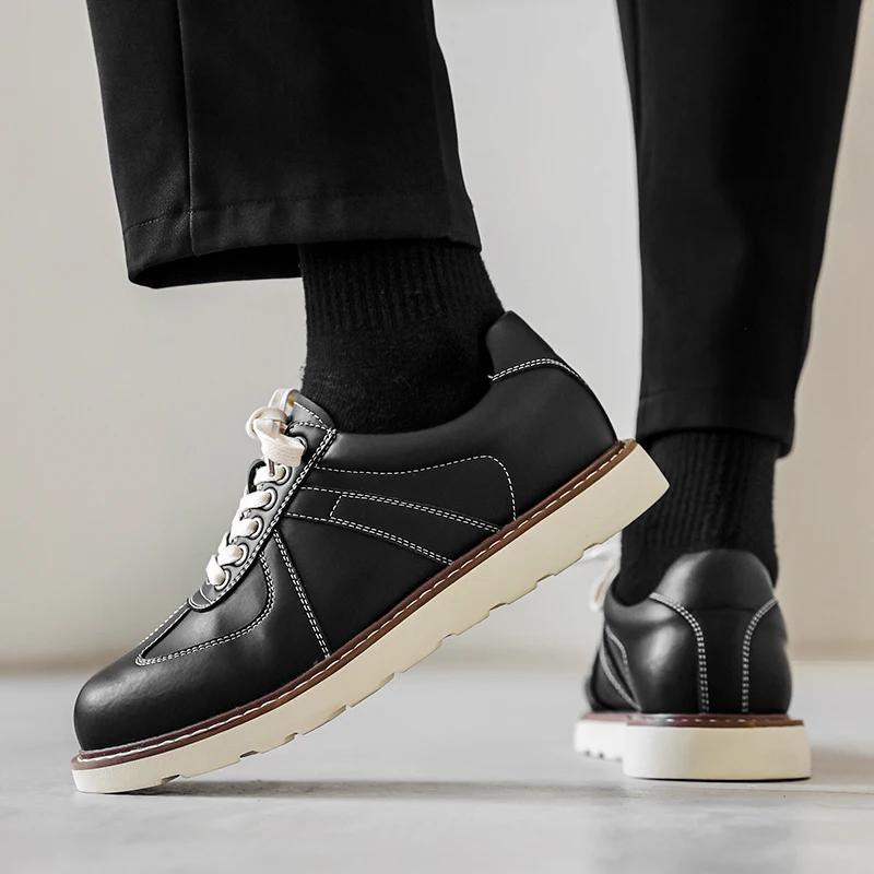 Men Genuine Leather Shoes British Style Casual Shoes Breathable Lightweight Thick Bottom Outdoor Driving Shoes Men Business Shoe