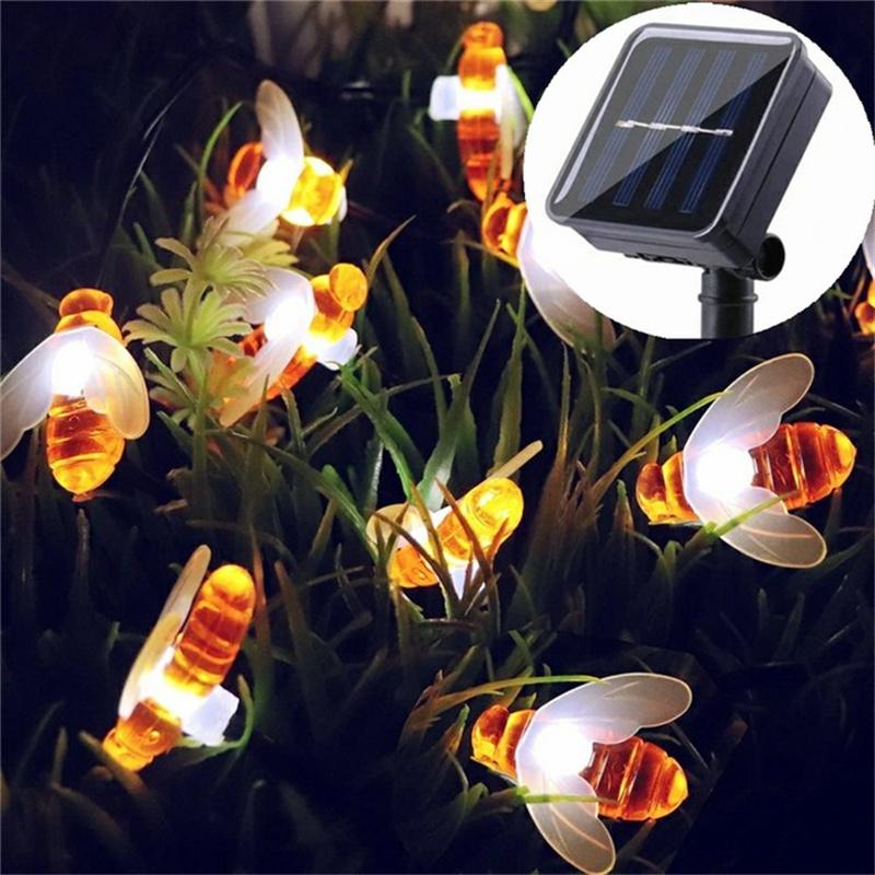 22M 200LED Solar Bee String Lights Outdoor Fairy Lights with 8 Modes Waterproof Solar Powered for Patio Yard Christmas Decor 606