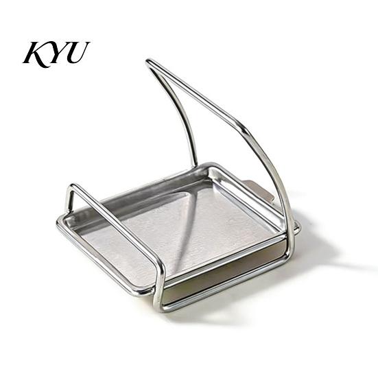 Compact Kitchen Tool Holder 304 Stainless Steel Spoon Rest with Removable Tray, Spatula Pot Lid Holder, Sturdy Countertop Utensil Organizer