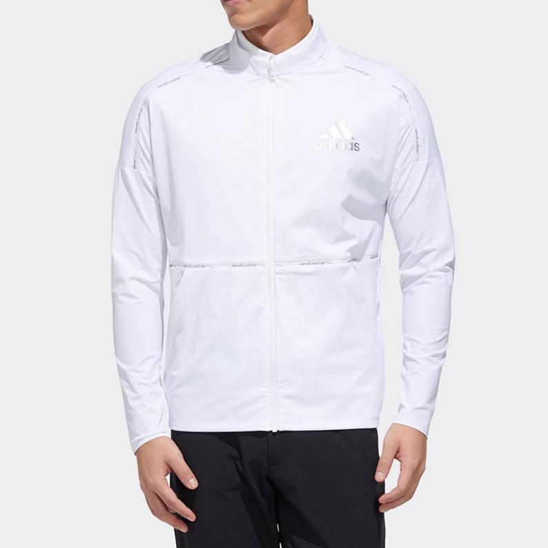 Adidas Удобная мужская куртка с длинным рукавом и воротником-стойкой с логотипом, белая FJ3841