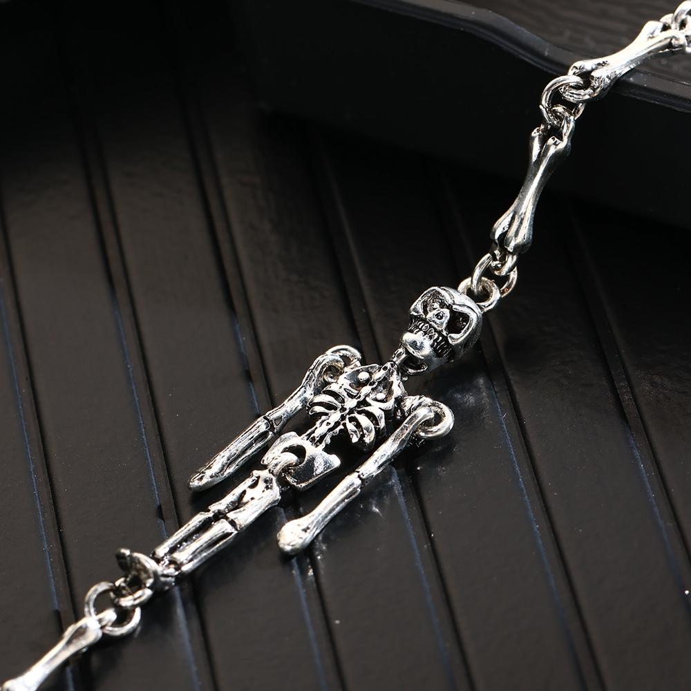 New Trendy Punk Hip-hop Metal Retro Bone Skeleton Robot Bracelet for Women Halloween Accessories