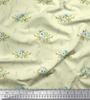 Yellow Poly Crepe Fabric Leaves & Anemone Floral Printed Craft Fabric by the Metre 42 Inch