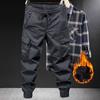 Winter Cargo Pants Men Fleece Liner Thick Warm Slim Fit Joggers Streetwear Casual Cotton Thermal Trousers