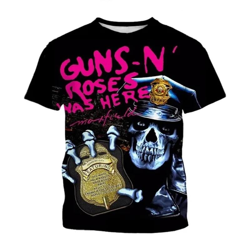 New 3D Pattern Printing T Shirt For Men Rock Band Skull Streetwear Summer Personalized Short Sleeve Leisure Fashion O-neck Tops