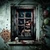 Large Size Fake Window Banner Hanging Design Horror Hanging Cloth  Home Decoration