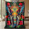 Vibrant Colorful Elephant Art Theme blanket Lightweight Warm Flannel Blanket Decorative Throw Blanket for Home Decoration