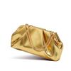 Elegant Golden Pleated PU Evening Clutch with Detachable Chain Strap Chic Women's Handbag for Dinner Parties and Formal Events Party Handbag Luxury