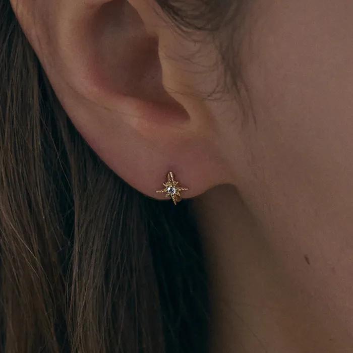 14K Light One-Touch Ring Earrings